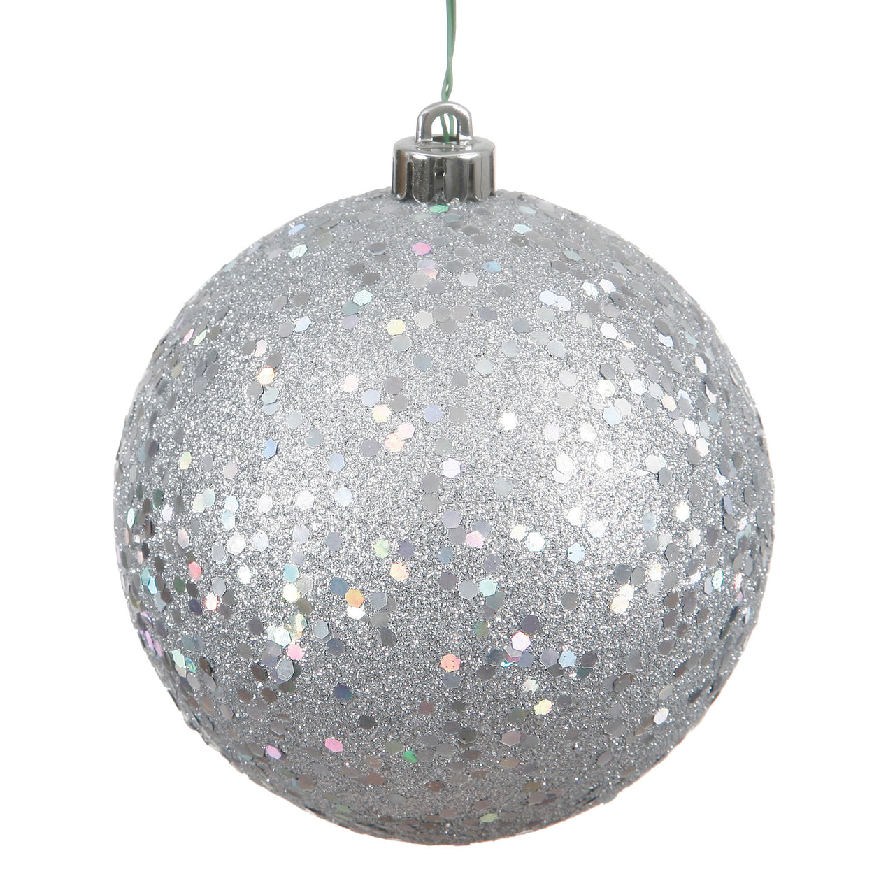 4" Silver Sequin Ball Drilled