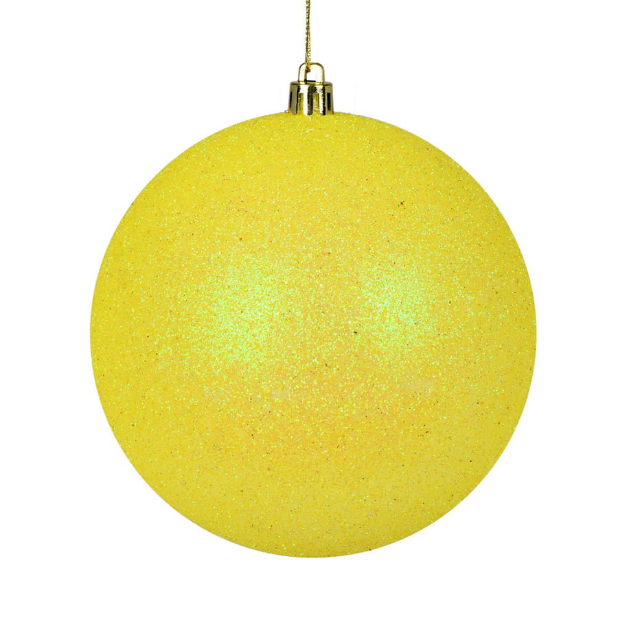 3" Yellow Glitter Ball Drilled