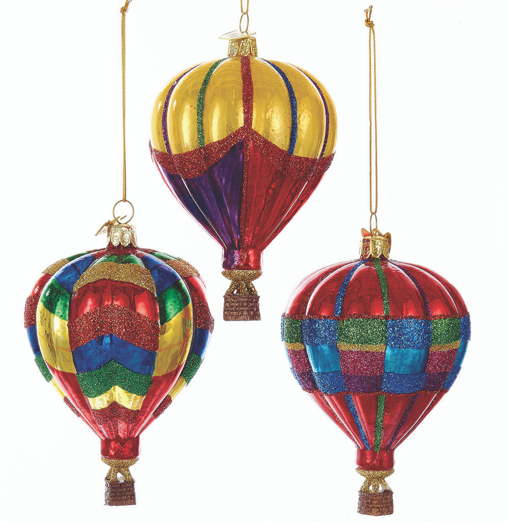 Noble Gems™ Glass Multicolor Hot Air Balloon Ornaments