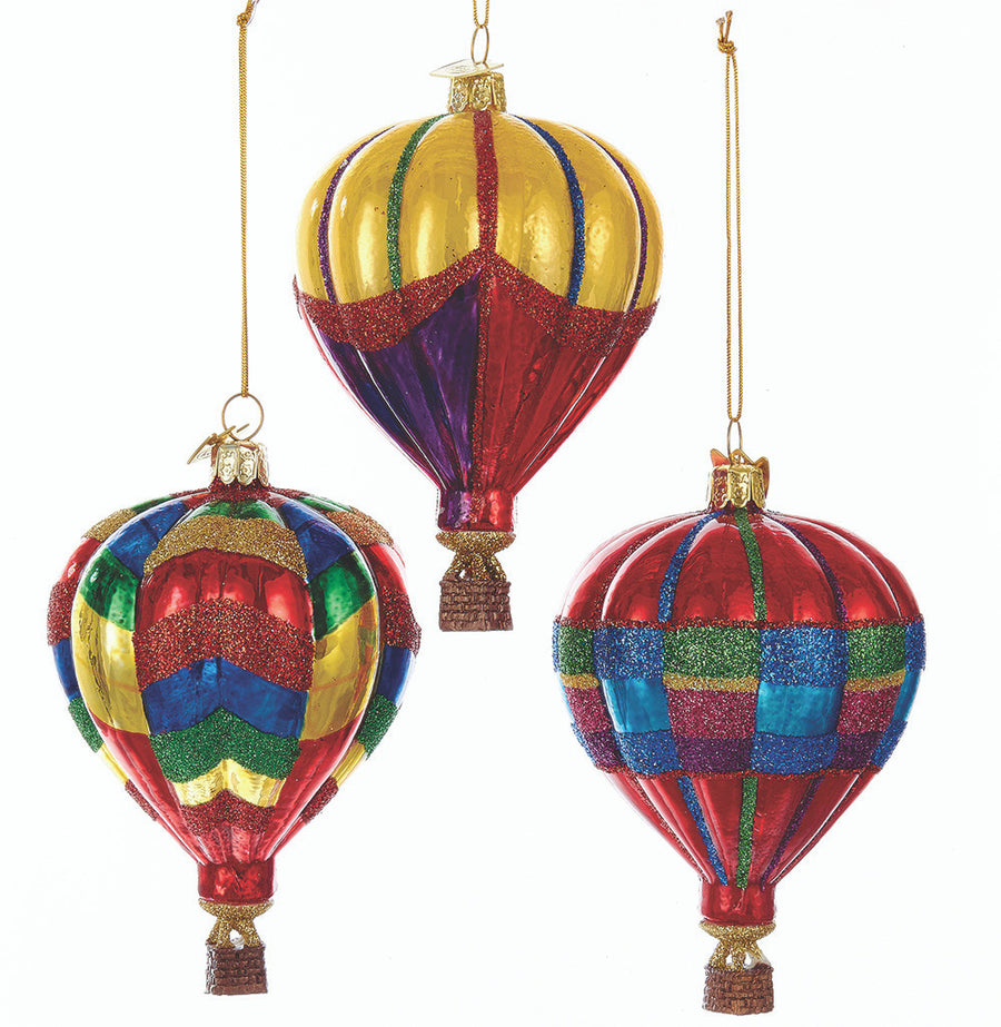Noble Gems™ Glass Multicolor Hot Air Balloon Ornaments