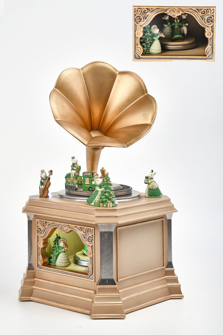 Gramophone W/ Mouse & Train Musical Movement W/ Led