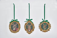 3 Asst., Frame Ornaments W/ Deer Decal