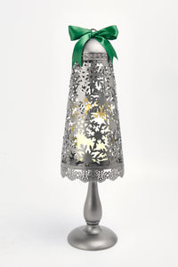 Cut Out Snowflake Lantern On Base W/ Led