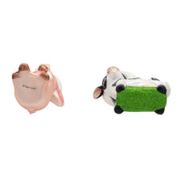 Noble Gems™ Glass Cow & Pig With Santa Hat Ornaments