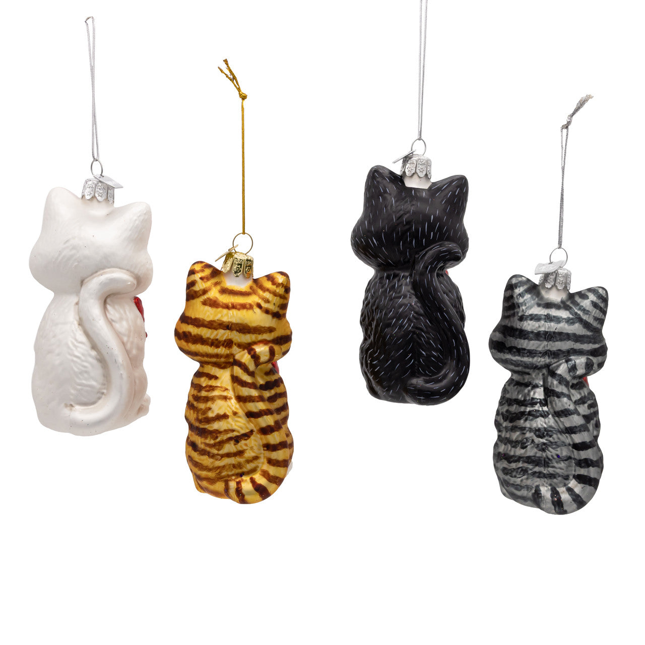 Noble Gems™ Glass Cat With Red Bow Ornaments