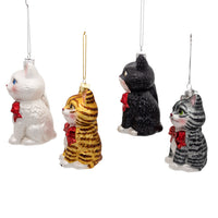 Noble Gems™ Glass Cat With Red Bow Ornaments