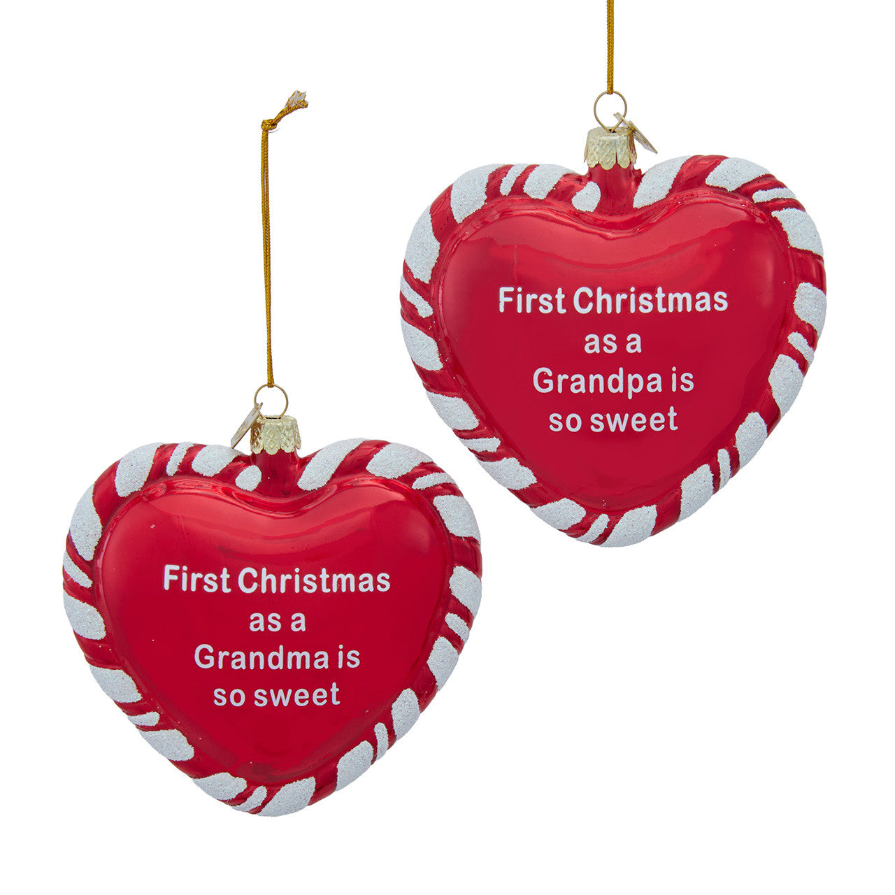 Noble Gems™ Glass Grandma & Grandpa First Christmas Heart With Sayings Ornaments
