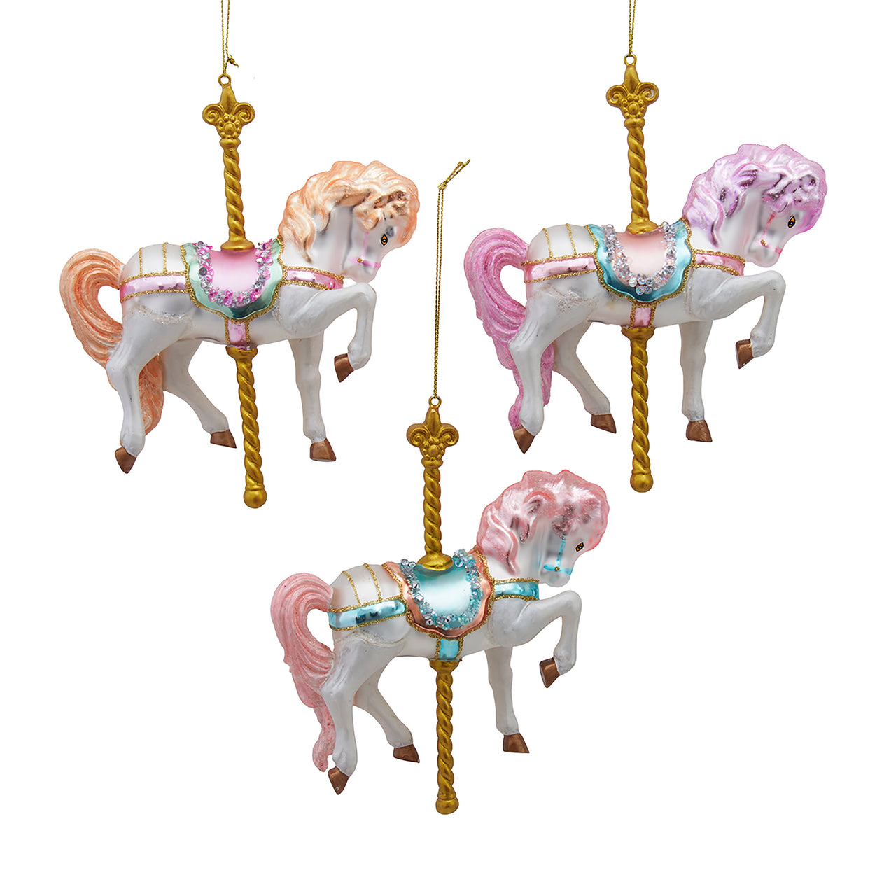 Noble Gems™ Glass Carousel Horse Ornament