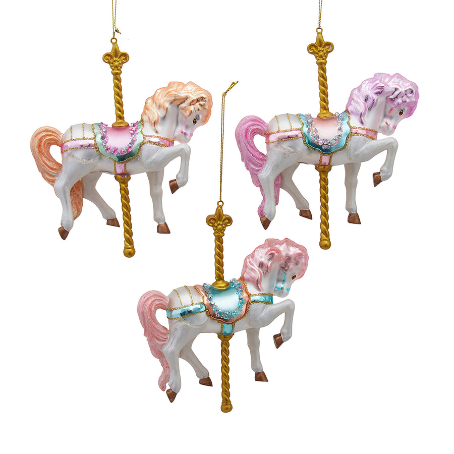 Noble Gems™ Glass Carousel Horse Ornament