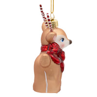 Noble Gems™ Glass Reindeer With Shiny Bow & Candy Cane Antlers Ornament
