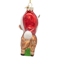 Noble Gems™ Glass Highland Cow With Santa Hat Ornament