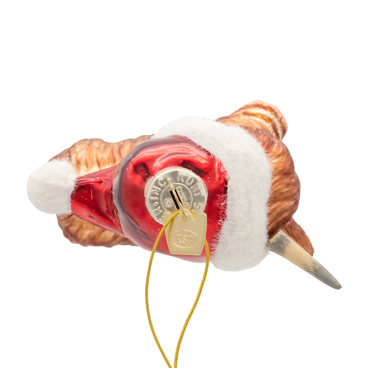 Noble Gems™ Glass Highland Cow With Santa Hat Ornament