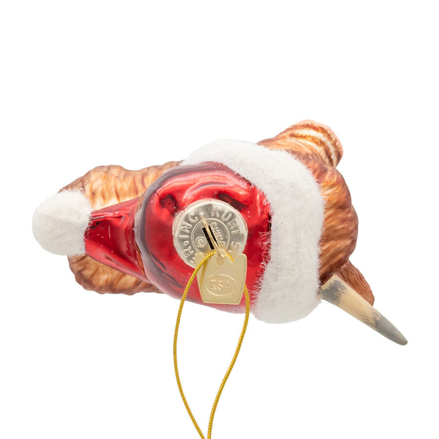 Noble Gems™ Glass Highland Cow With Santa Hat Ornament