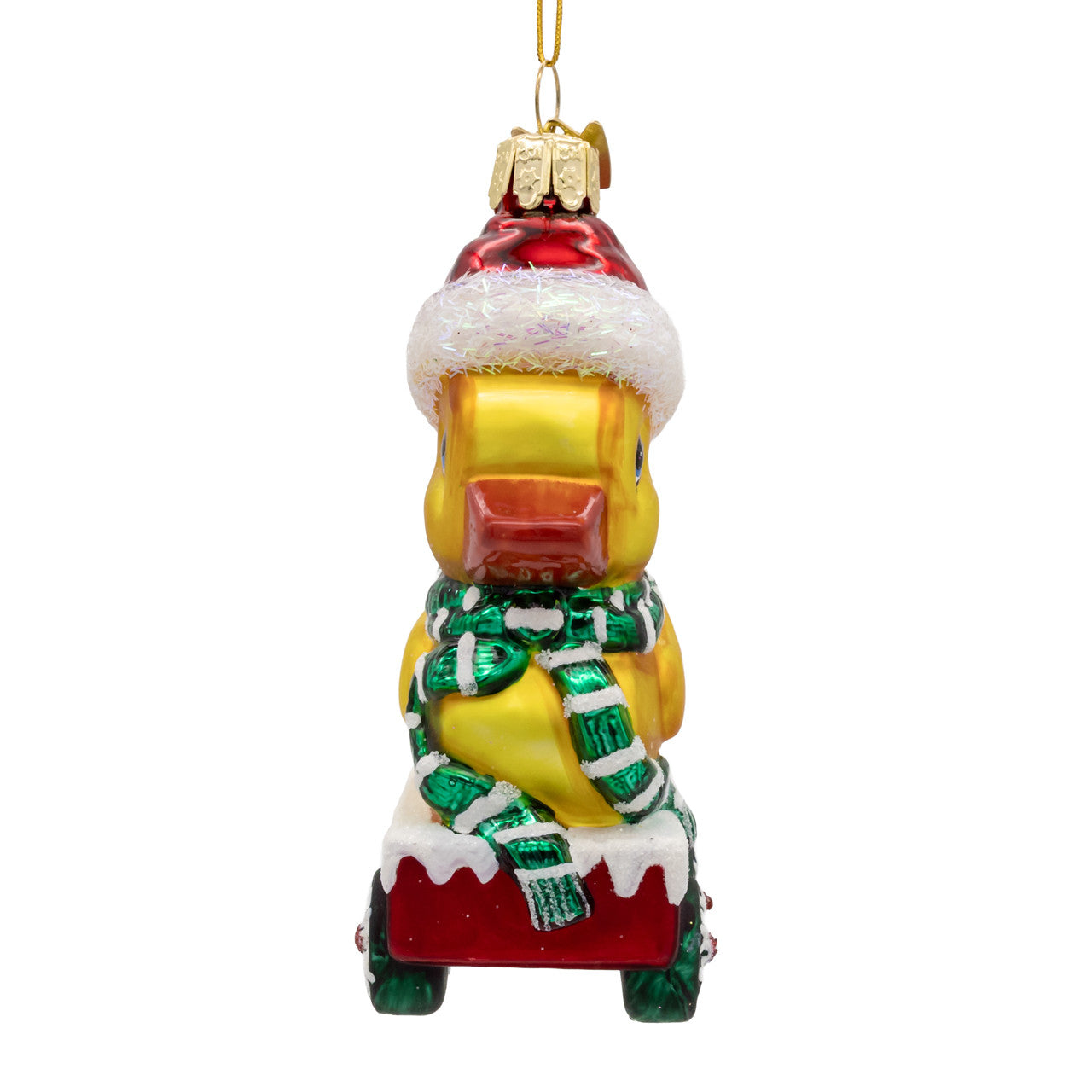 Noble Gems™ Glass Duck With Santa Hat Ornament