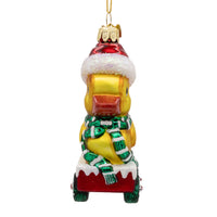 Noble Gems™ Glass Duck With Santa Hat Ornament