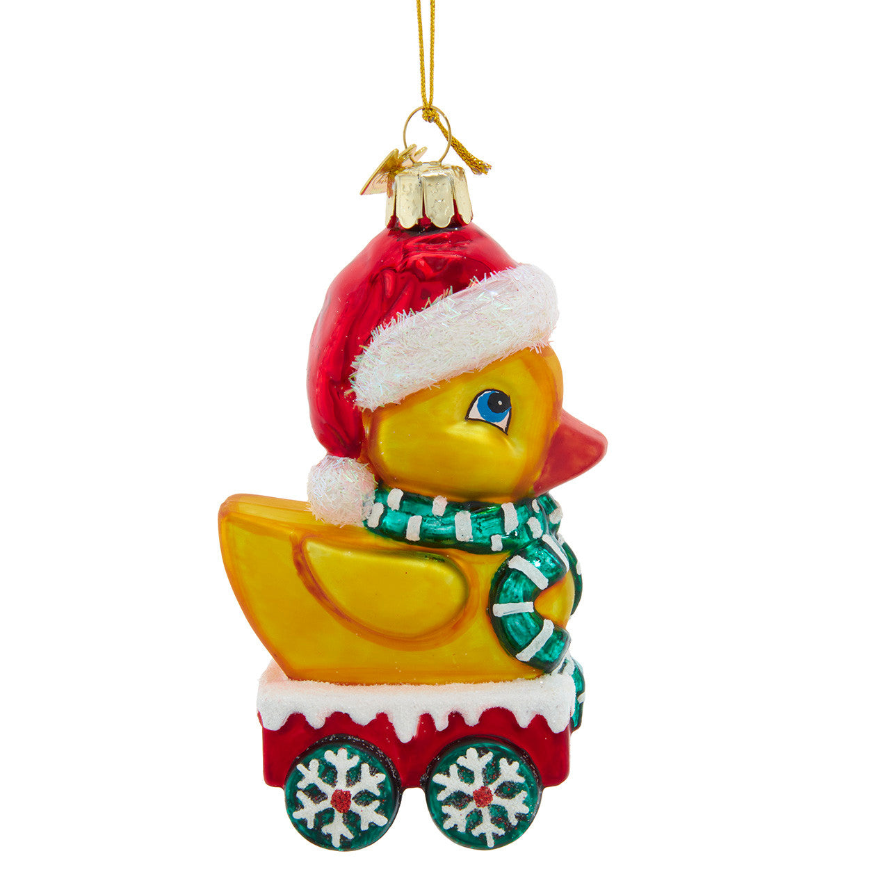 Noble Gems™ Glass Duck With Santa Hat Ornament