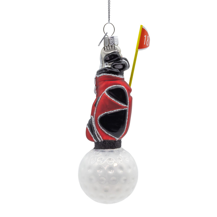 Noble Gems™ Glass Golf Bag On Golf Ball Ornament
