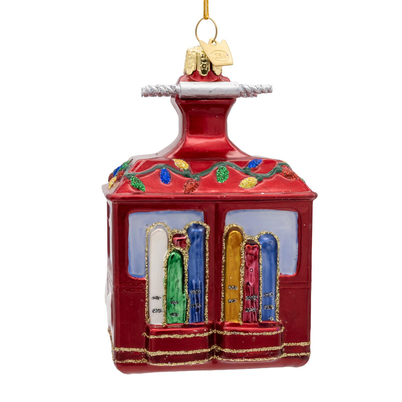 Noble Gems™ Glass Ski Gondola With Santa Ornament