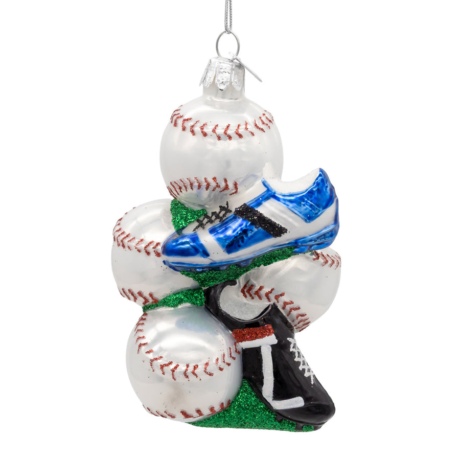 Noble Gems™ Glass Baseball With Shoes Ornament
