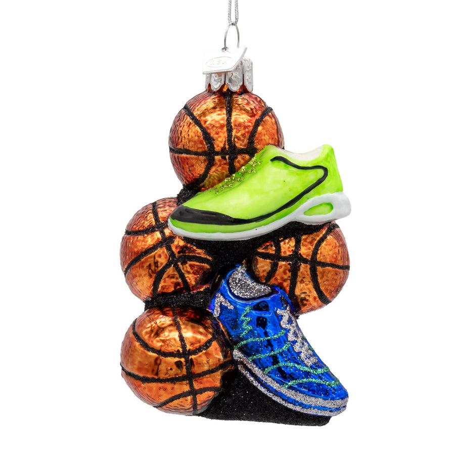 Noble Gems™ Glass Basketball With Shoes Ornament