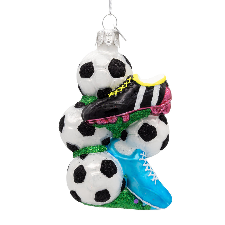 Noble Gems™ Glass Soccer Balls With Shoes Ornament