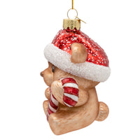 Noble Gems™ Glass Teddy Bear With Santa Hat Ornament