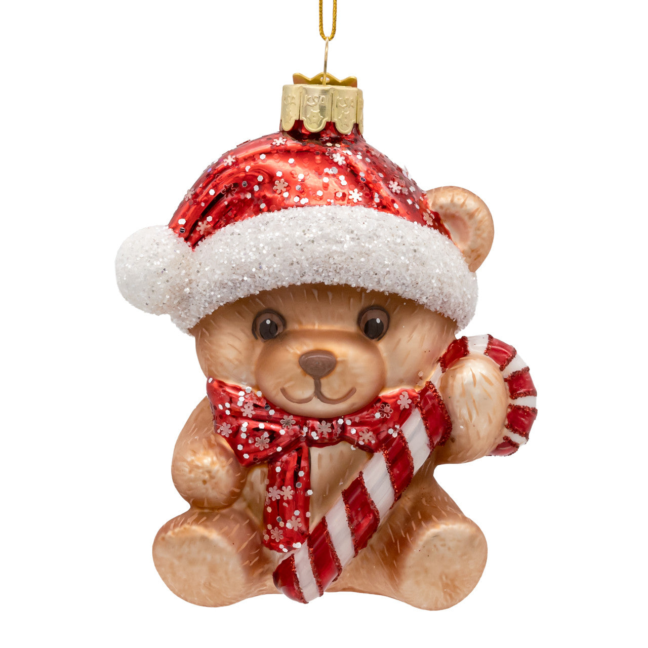 Noble Gems™ Glass Teddy Bear With Santa Hat Ornament