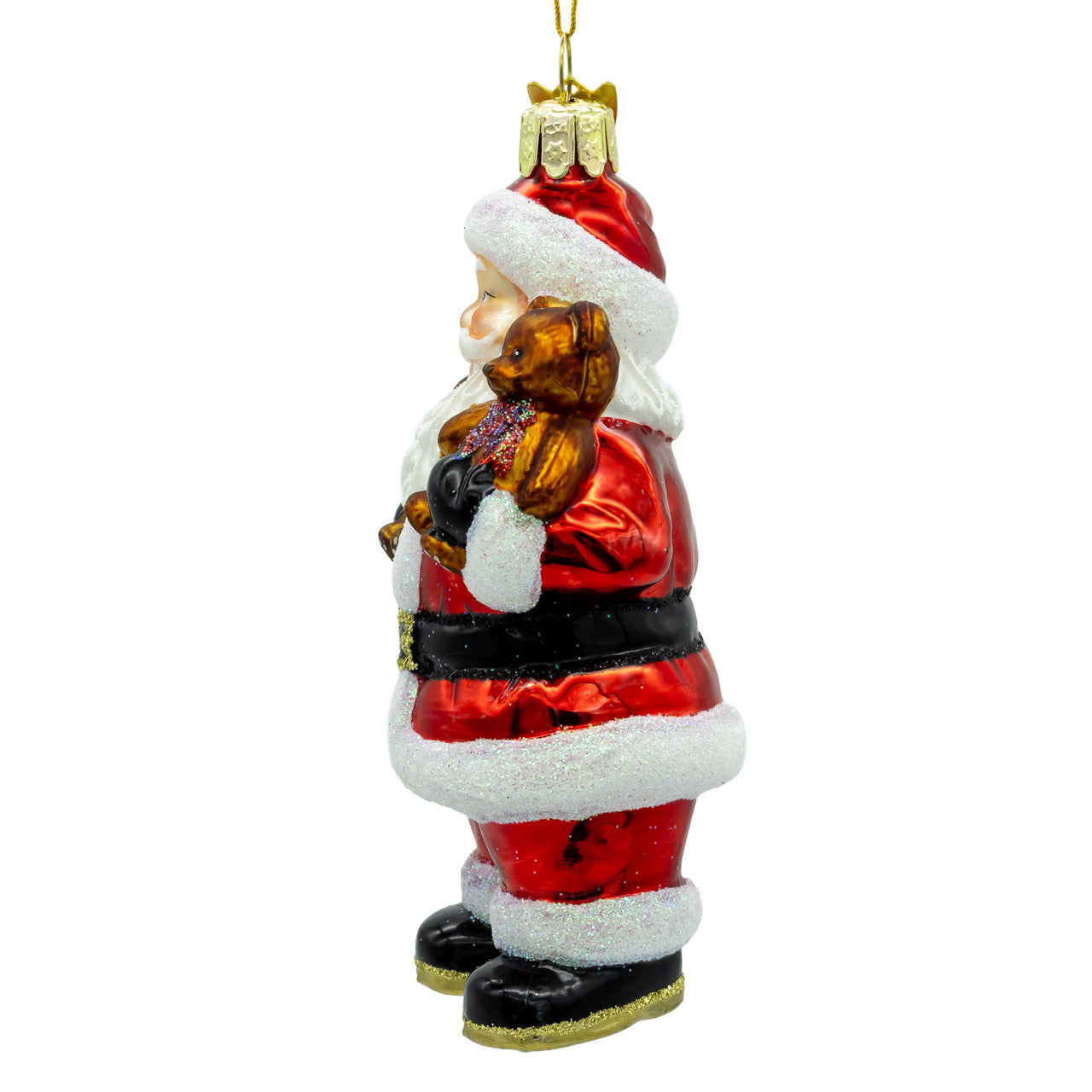 Noble Gems™ Glass Santa With Teddy Bear Ornament
