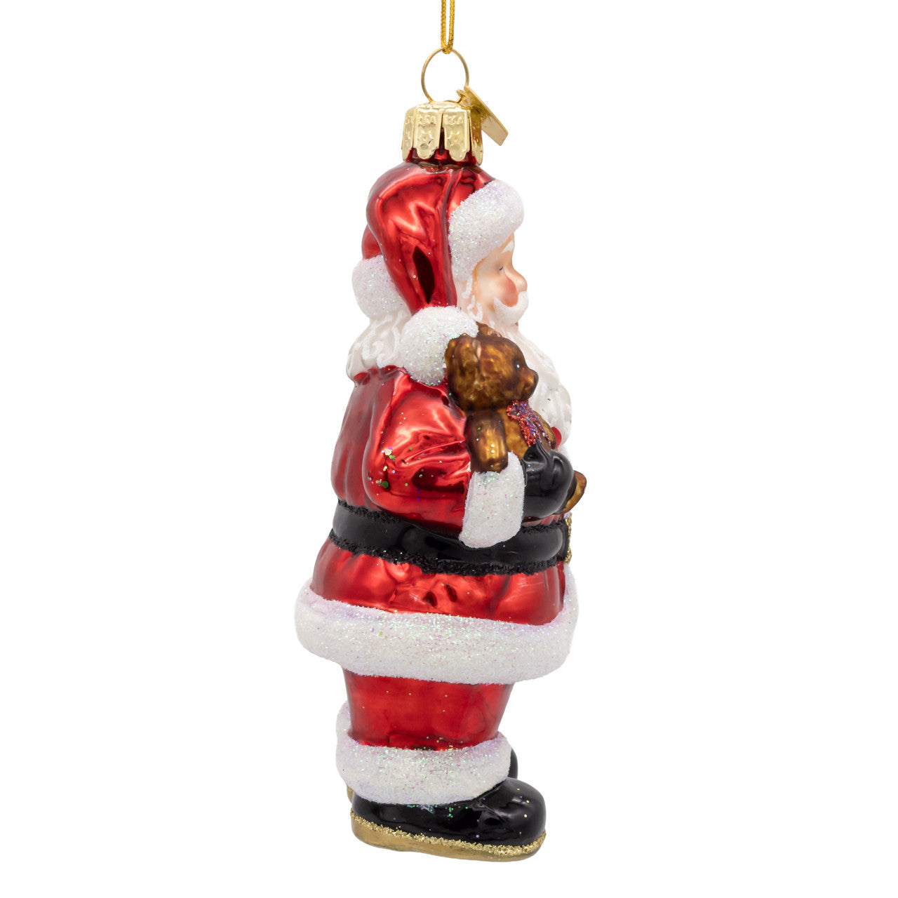 Noble Gems™ Glass Santa With Teddy Bear Ornament
