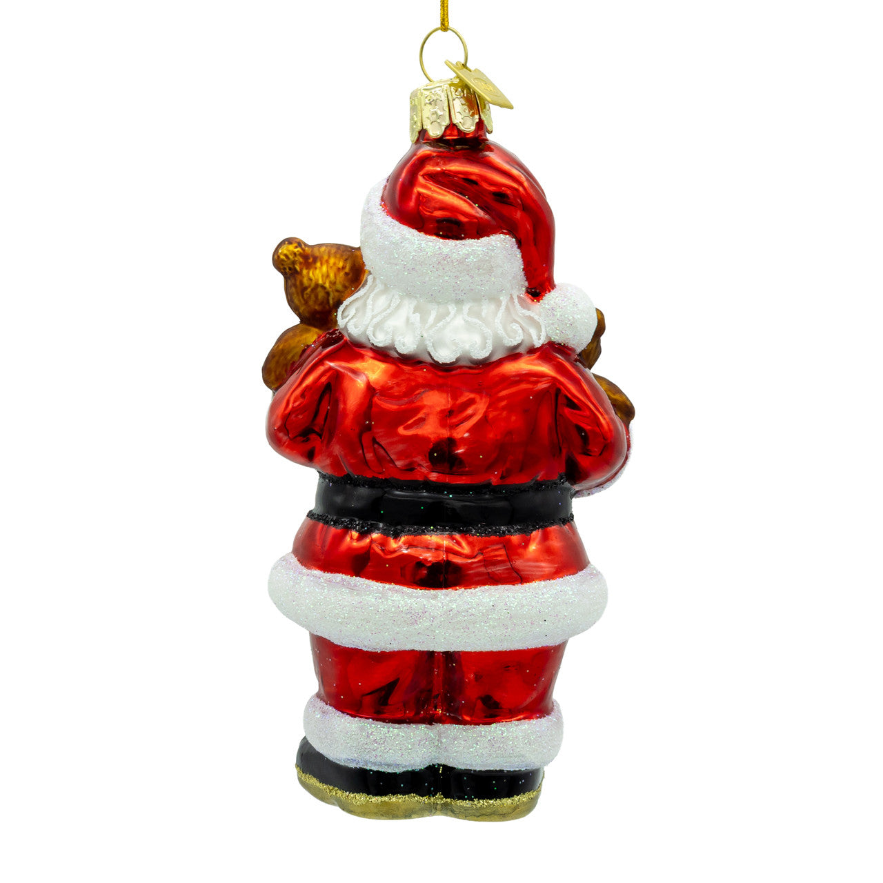 Noble Gems™ Glass Santa With Teddy Bear Ornament