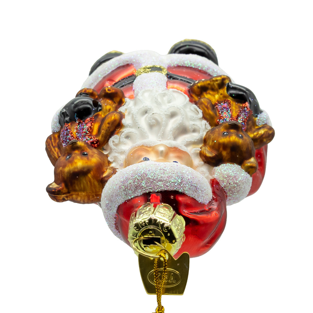 Noble Gems™ Glass Santa With Teddy Bear Ornament