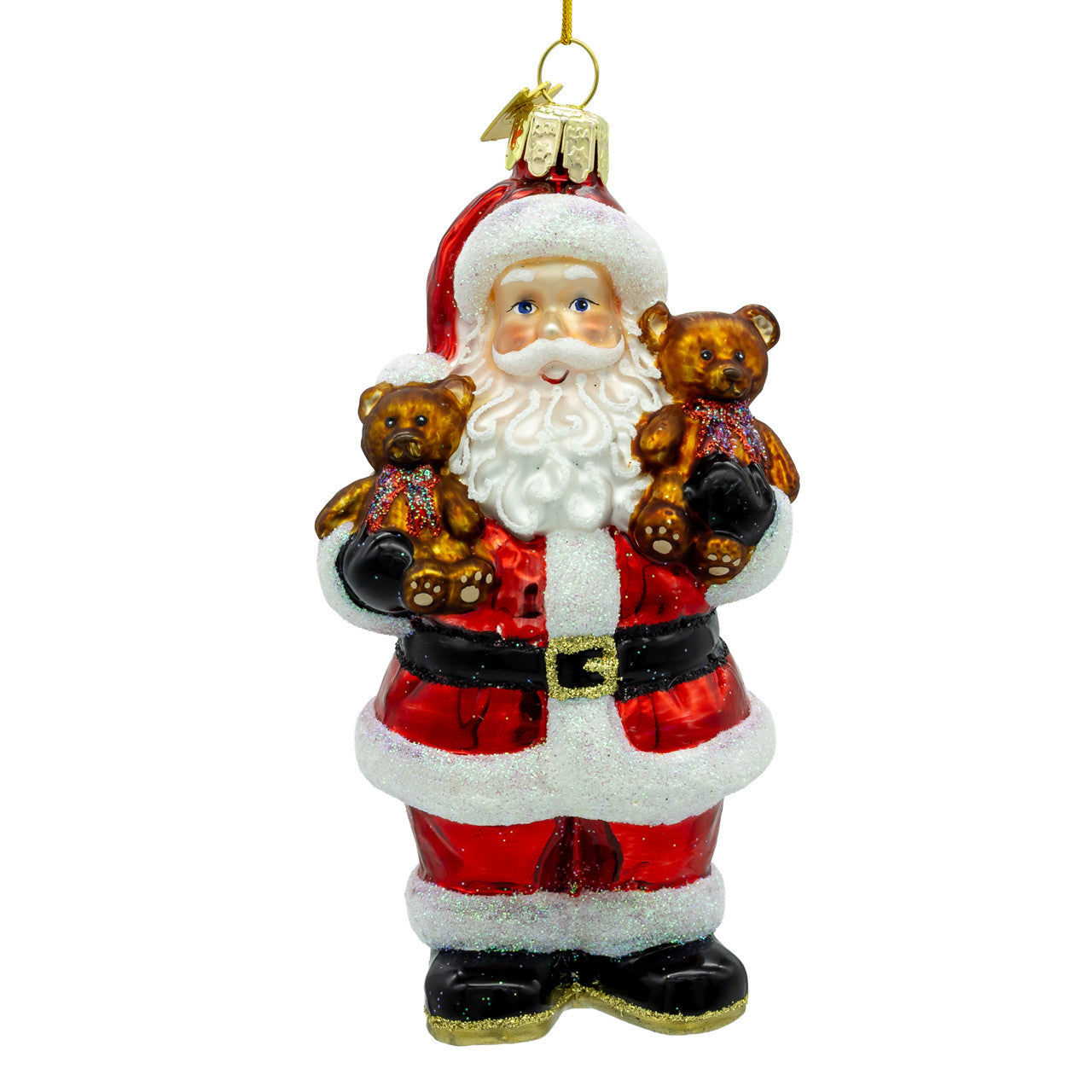 Noble Gems™ Glass Santa With Teddy Bear Ornament