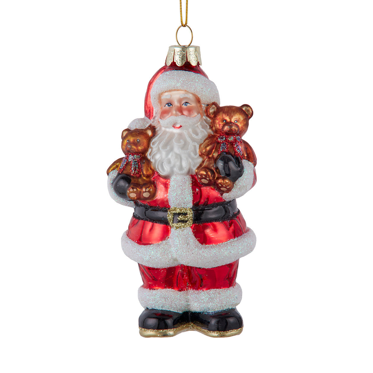 Noble Gems™ Glass Santa With Teddy Bear Ornament