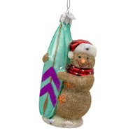 Noble Gems™ Glass Surf Snowman Ornament