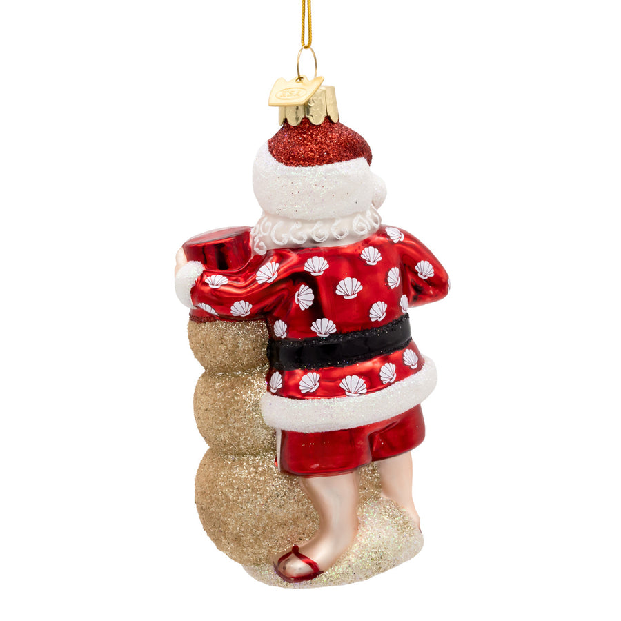 Noble Gems™ Glass Santa With Snowman Ornament