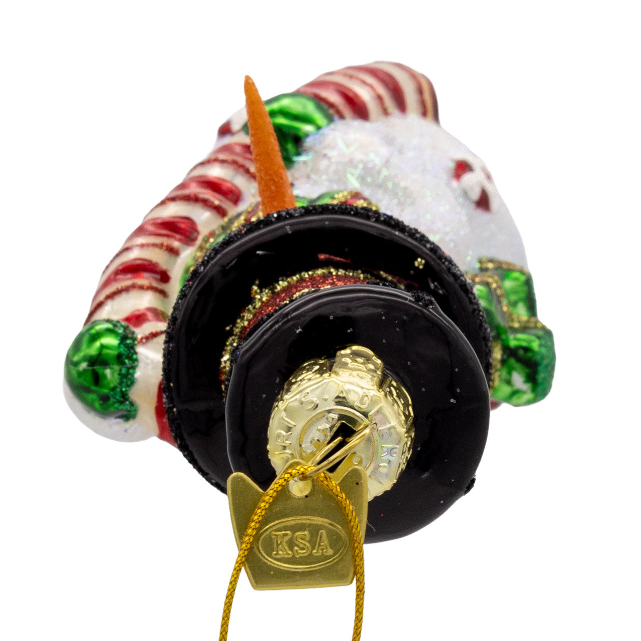 Noble Gems™ Glass Snowman With Candy Cane Ornament