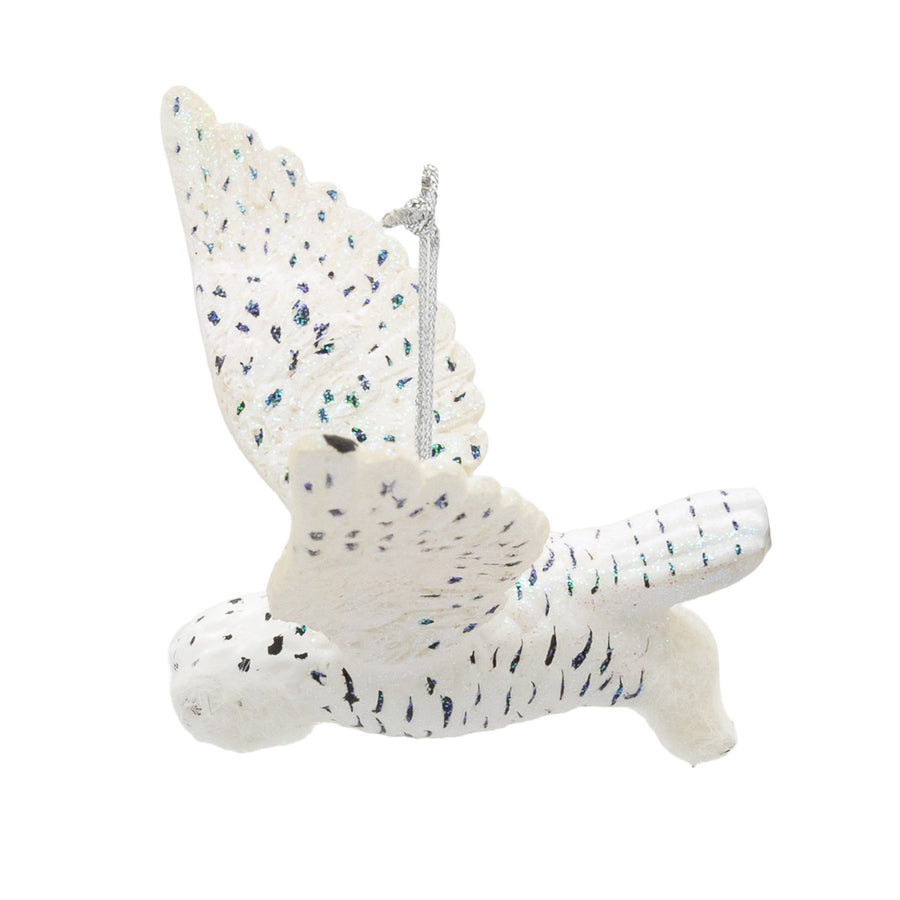 Noble Gems™ Glass Flying Snowy Owl Ornament