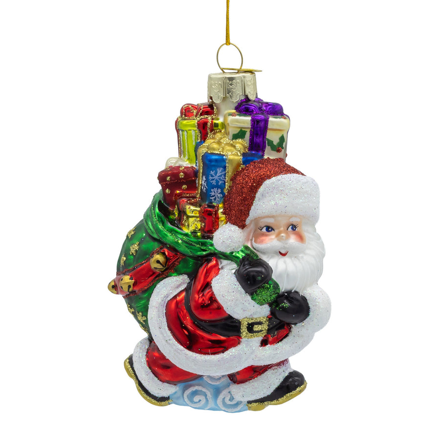 Noble Gems™ Glass Santa With Presents Ornament