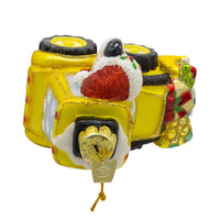 Noble Gems™ Glass Santa With Bulldozer Ornament
