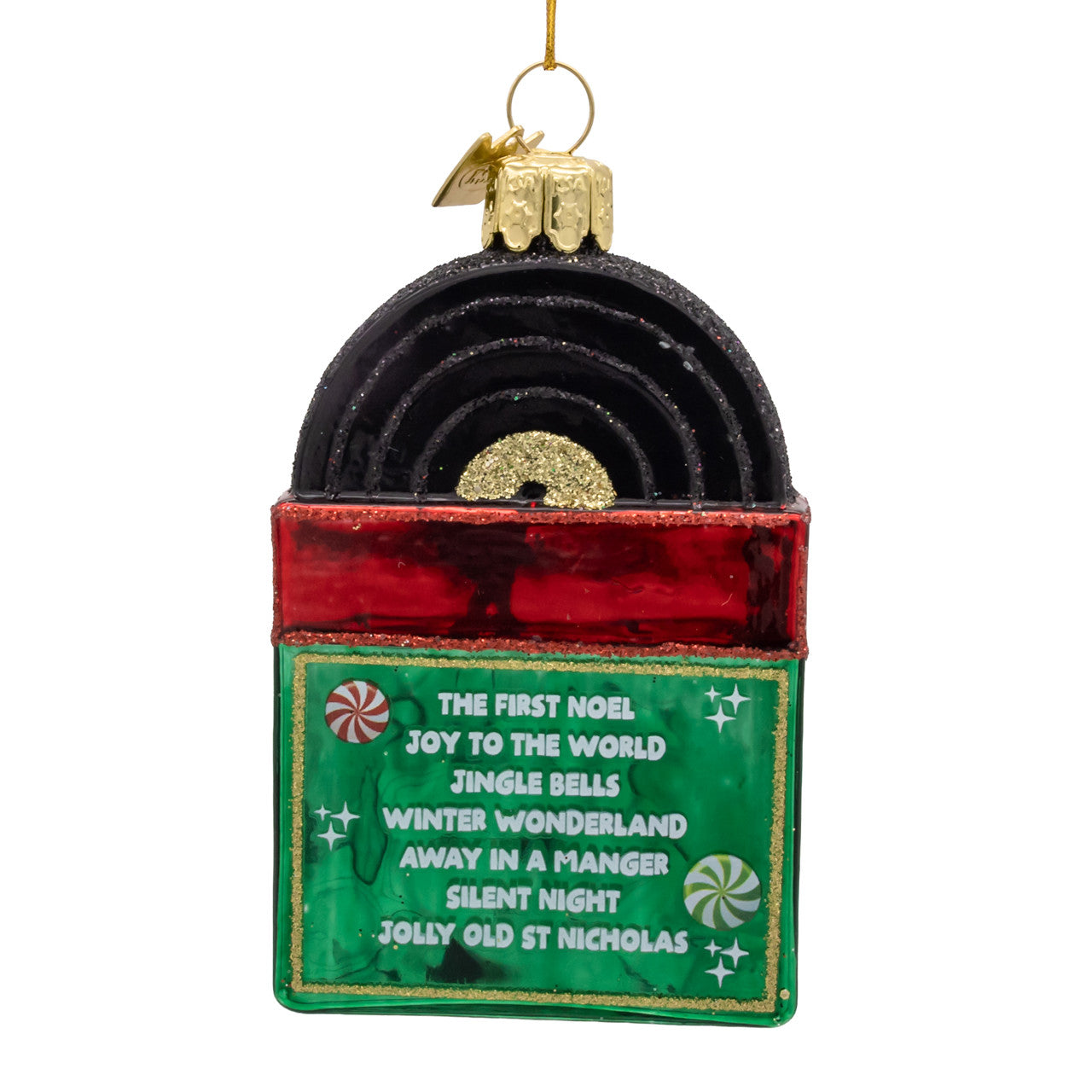 Noble Gems™ Glass Christmas Record Ornament