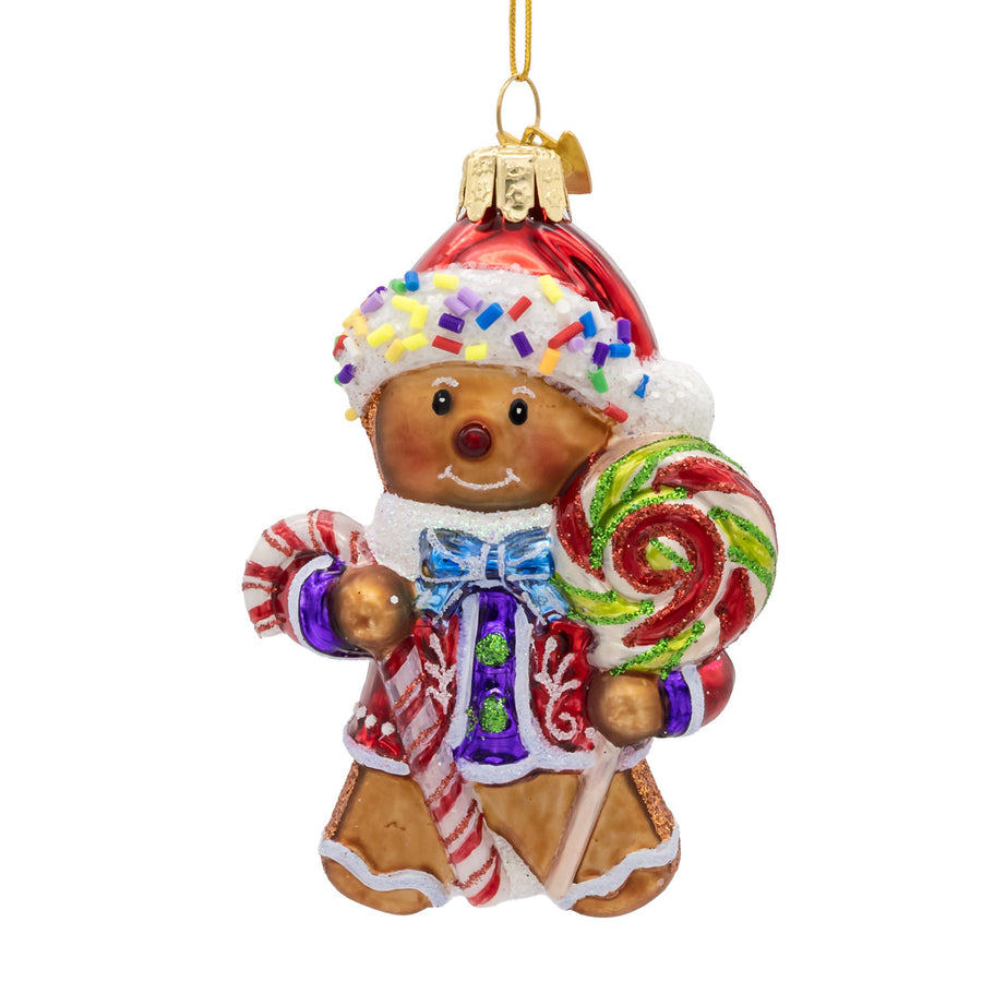Noble Gems™ Glass Candy Gingerbread Man Ornament