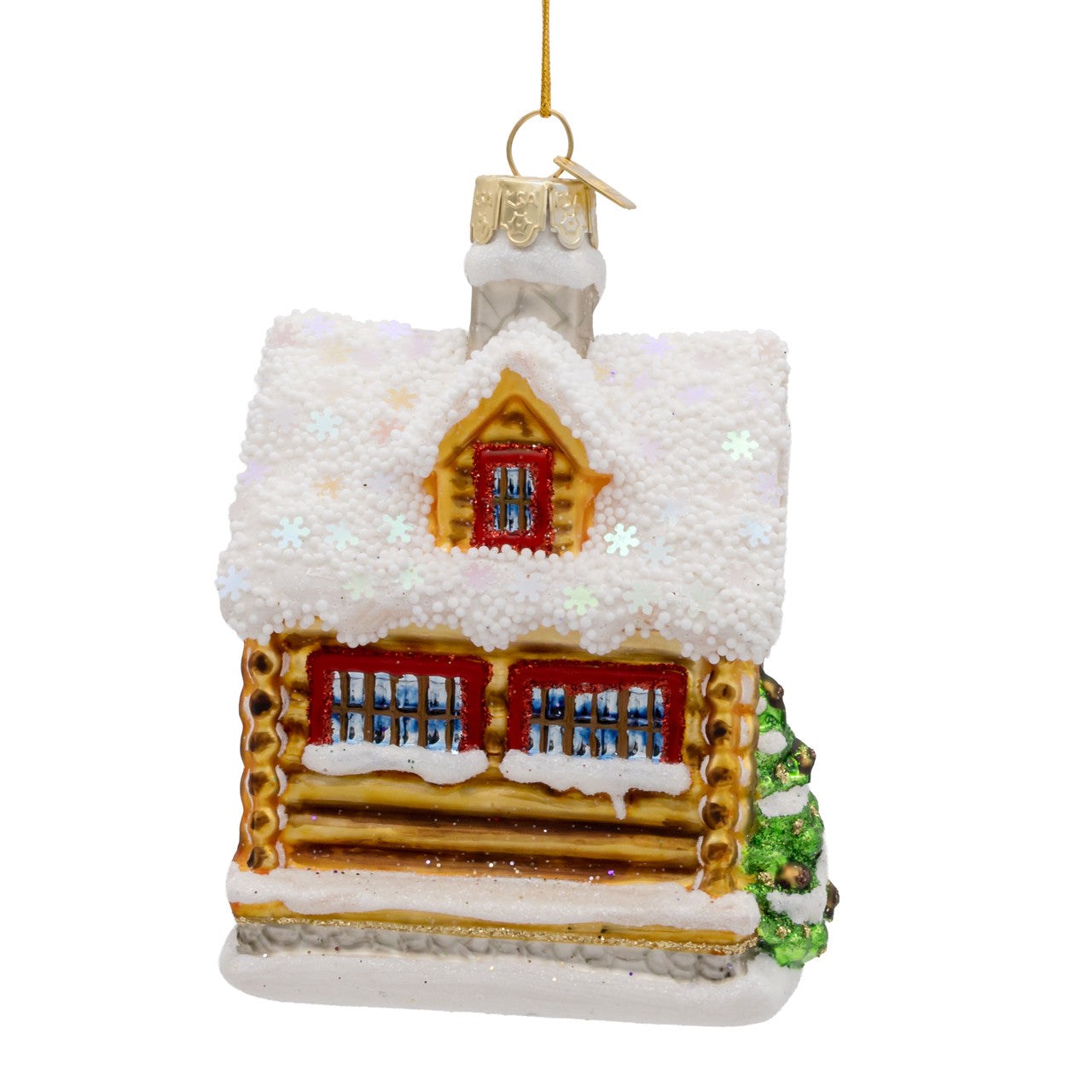 Noble Gems™ Glass Log Cabin Ornament