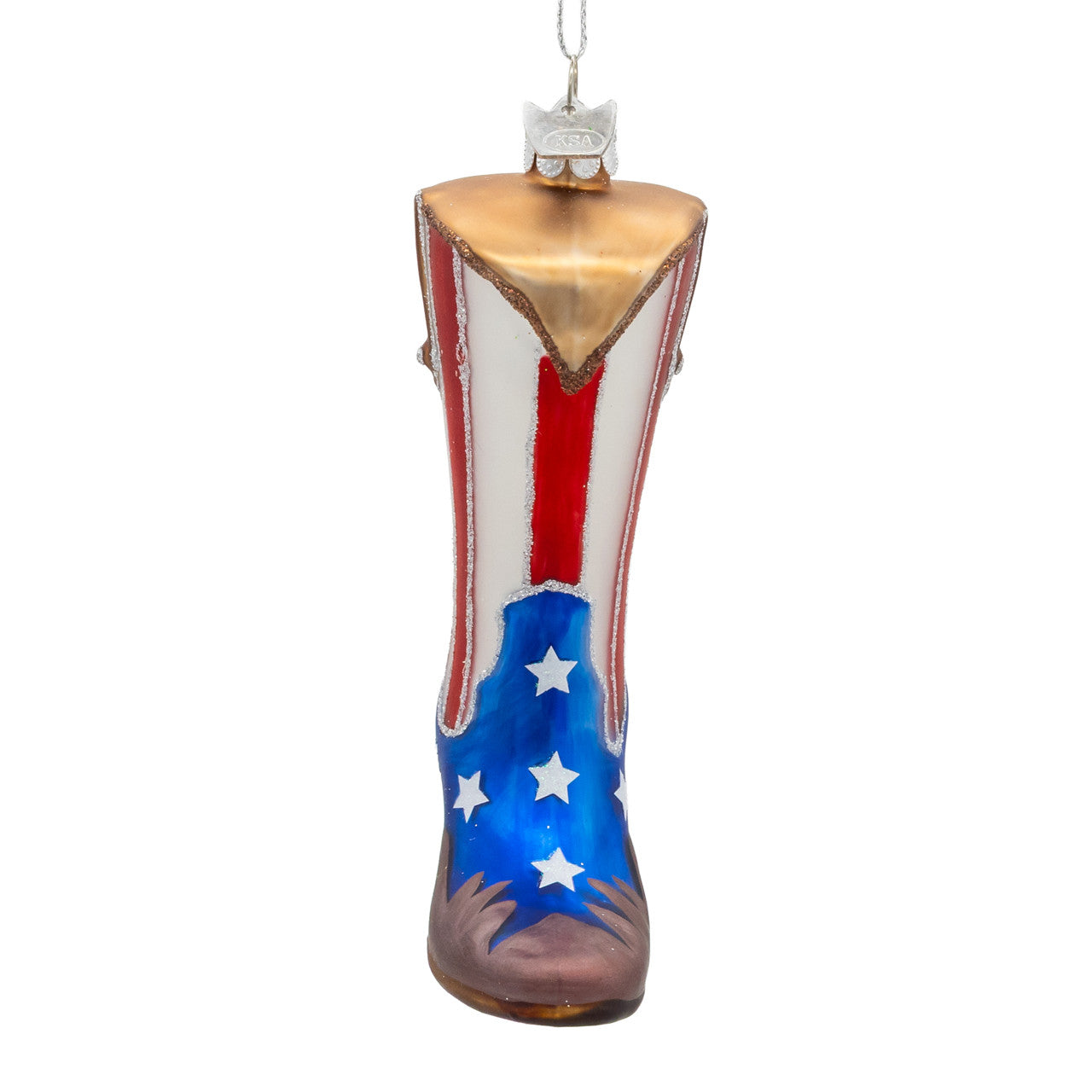 Noble Gems™ Glass Patriotic Cowboy Boot Ornament