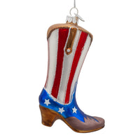Noble Gems™ Glass Patriotic Cowboy Boot Ornament