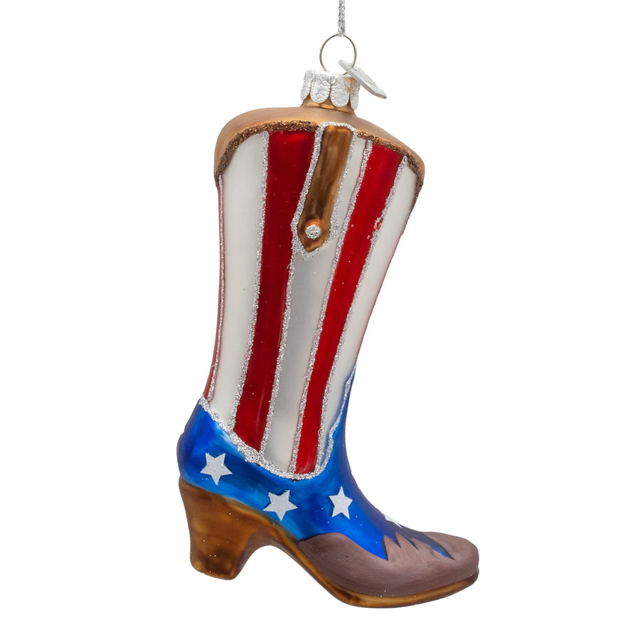 Noble Gems™ Glass Patriotic Cowboy Boot Ornament