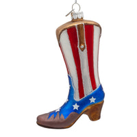 Noble Gems™ Glass Patriotic Cowboy Boot Ornament