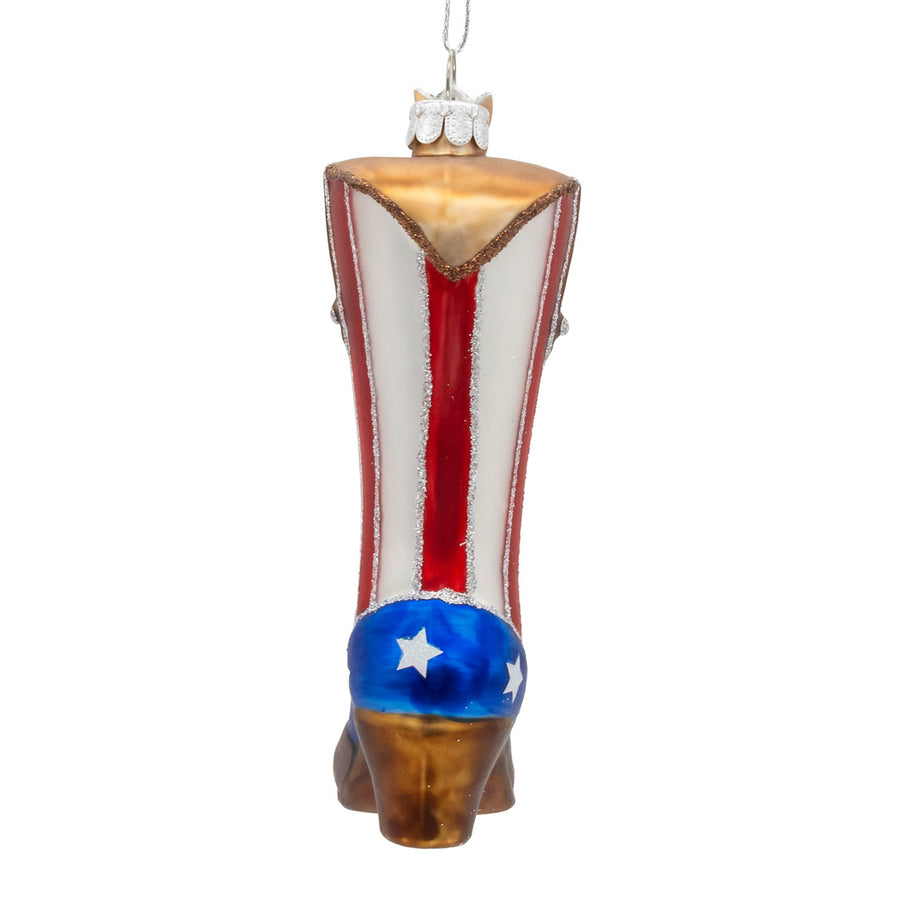Noble Gems™ Glass Patriotic Cowboy Boot Ornament