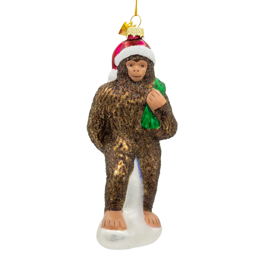 Noble Gems™ Glass Bigfoot With Sack Of Gifts Ornament