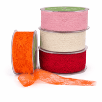 1.5 Inch Floral Lace Pattern Ribbon with Cut Edge – NQ28 – ORANGE