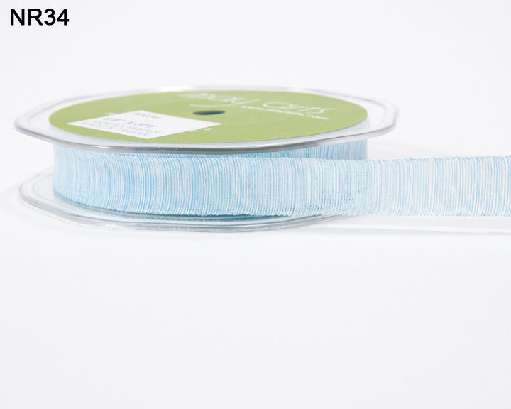 5/8 Inch Textured Two-Tone Ribbon with Woven Edge – NR34 – LIGHT BLUE/WHITE